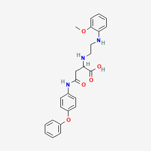 molecular formula C25H27N3O5 B2625888 2-((2-((2-Methoxyphenyl)amino)ethyl)amino)-4-oxo-4-((4-phenoxyphenyl)amino)butanoic acid CAS No. 1100356-73-7