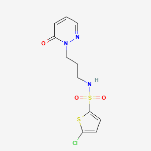 molecular formula C11H12ClN3O3S2 B2625913 5-chloro-N-(3-(6-oxopyridazin-1(6H)-yl)propyl)thiophene-2-sulfonamide CAS No. 1105234-39-6