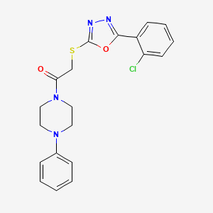 molecular formula C20H19ClN4O2S B2625920 1-({[5-(2-Chlorophenyl)-1,3,4-oxadiazol-2-yl]thio}acetyl)-4-phenylpiperazine CAS No. 850937-49-4