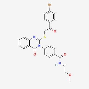 4-[2-[2-(4-bromophenyl)-2-oxoethyl]sulfanyl-4-oxoquinazolin-3-yl]-N-(2-methoxyethyl)benzamide
