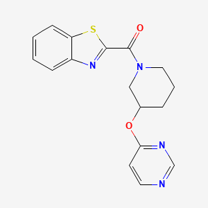 molecular formula C17H16N4O2S B2625930 Benzo[d]thiazol-2-yl(3-(pyrimidin-4-yloxy)piperidin-1-yl)methanone CAS No. 2034332-33-5