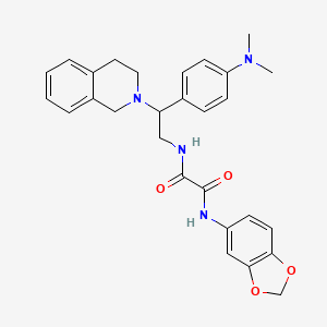 molecular formula C28H30N4O4 B2625937 N1-(benzo[d][1,3]dioxol-5-yl)-N2-(2-(3,4-dihydroisoquinolin-2(1H)-yl)-2-(4-(dimethylamino)phenyl)ethyl)oxalamide CAS No. 941914-51-8