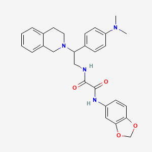 molecular formula C28H30N4O4 B2625937 N-(2H-1,3-benzodioxol-5-yl)-N'-{2-[4-(dimethylamino)phenyl]-2-(1,2,3,4-tetrahydroisoquinolin-2-yl)ethyl}ethanediamide CAS No. 941914-51-8