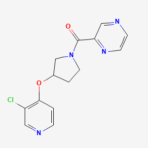 molecular formula C14H13ClN4O2 B2625946 (3-((3-Chloropyridin-4-yl)oxy)pyrrolidin-1-yl)(pyrazin-2-yl)methanone CAS No. 2034364-08-2