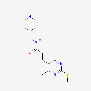 molecular formula C17H28N4OS B2625948 3-[4,6-dimethyl-2-(methylsulfanyl)pyrimidin-5-yl]-N-[(1-methylpiperidin-4-yl)methyl]propanamide CAS No. 1252549-88-4