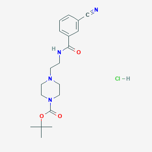 molecular formula C19H27ClN4O3 B2625951 Tert-butyl 4-(2-(3-cyanobenzamido)ethyl)piperazine-1-carboxylate hydrochloride CAS No. 1351648-86-6