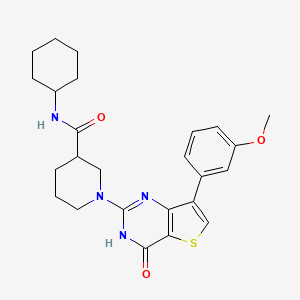 B2625955 N-cyclohexyl-1-[7-(3-methoxyphenyl)-4-oxo-3,4-dihydrothieno[3,2-d]pyrimidin-2-yl]piperidine-3-carboxamide CAS No. 1242986-30-6