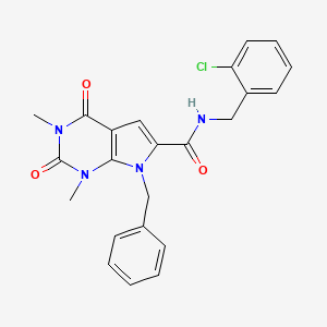 molecular formula C23H21ClN4O3 B2625959 7-benzyl-N-(2-chlorobenzyl)-1,3-dimethyl-2,4-dioxo-2,3,4,7-tetrahydro-1H-pyrrolo[2,3-d]pyrimidine-6-carboxamide CAS No. 1021258-69-4
