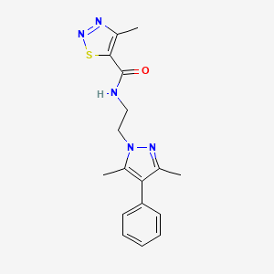 molecular formula C17H19N5OS B2625960 N-(2-(3,5-dimethyl-4-phenyl-1H-pyrazol-1-yl)ethyl)-4-methyl-1,2,3-thiadiazole-5-carboxamide CAS No. 2034505-70-7