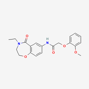 molecular formula C20H22N2O5 B2625963 N-(4-ethyl-5-oxo-2,3,4,5-tetrahydrobenzo[f][1,4]oxazepin-7-yl)-2-(2-methoxyphenoxy)acetamide CAS No. 921996-76-1