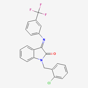 molecular formula C22H14ClF3N2O B2625983 1-(2-chlorobenzyl)-3-{[3-(trifluoromethyl)phenyl]imino}-1,3-dihydro-2H-indol-2-one CAS No. 478031-73-1