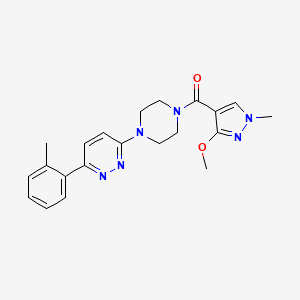 molecular formula C21H24N6O2 B2626001 (3-methoxy-1-methyl-1H-pyrazol-4-yl)(4-(6-(o-tolyl)pyridazin-3-yl)piperazin-1-yl)methanone CAS No. 1207014-73-0