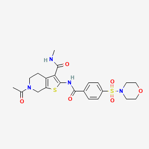 molecular formula C22H26N4O6S2 B2626006 6-乙酰基-N-甲基-2-(4-(吗啉磺酰基)苯甲酰胺)-4,5,6,7-四氢噻吩并[2,3-c]吡啶-3-甲酰胺 CAS No. 534553-26-9