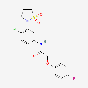molecular formula C17H16ClFN2O4S B2626009 N-(4-chloro-3-(1,1-dioxidoisothiazolidin-2-yl)phenyl)-2-(4-fluorophenoxy)acetamide CAS No. 946344-37-2
