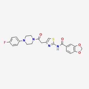 molecular formula C23H21FN4O4S B2626017 N-(4-(2-(4-(4-fluorophenyl)piperazin-1-yl)-2-oxoethyl)thiazol-2-yl)benzo[d][1,3]dioxole-5-carboxamide CAS No. 1005295-30-6