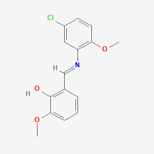molecular formula C15H14ClNO3 B2626030 2-{(E)-[(5-chloro-2-methoxyphenyl)imino]methyl}-6-methoxyphenol CAS No. 196868-49-2