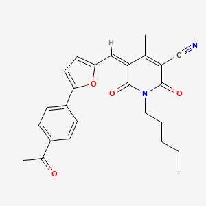 molecular formula C25H24N2O4 B2626031 (5Z)-5-{[5-(4-acetylphenyl)furan-2-yl]methylidene}-4-methyl-2,6-dioxo-1-pentyl-1,2,5,6-tetrahydropyridine-3-carbonitrile CAS No. 879933-06-9