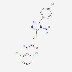 molecular formula C16H12Cl3N5OS B2626040 2-{[4-amino-5-(4-chlorophenyl)-4H-1,2,4-triazol-3-yl]sulfanyl}-N-(2,6-dichlorophenyl)acetamide CAS No. 722468-98-6