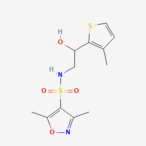 molecular formula C12H16N2O4S2 B2626041 N-(2-hydroxy-2-(3-methylthiophen-2-yl)ethyl)-3,5-dimethylisoxazole-4-sulfonamide CAS No. 1351651-32-5