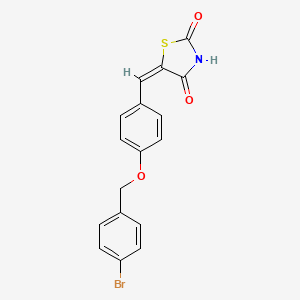 molecular formula C17H12BrNO3S B2626043 (5E)-5-({4-[(4-bromophenyl)methoxy]phenyl}methylidene)-1,3-thiazolidine-2,4-dione CAS No. 357648-38-5