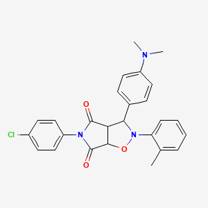 molecular formula C26H24ClN3O3 B2626045 5-(4-chlorophenyl)-3-(4-(dimethylamino)phenyl)-2-(o-tolyl)dihydro-2H-pyrrolo[3,4-d]isoxazole-4,6(5H,6aH)-dione CAS No. 1005146-18-8
