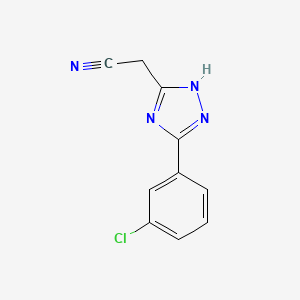molecular formula C10H7ClN4 B2626052 [5-(3-chlorophenyl)-4H-1,2,4-triazol-3-yl]acetonitrile CAS No. 890094-75-4