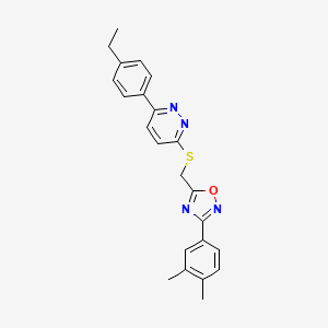 molecular formula C23H22N4OS B2626063 3-(3,4-Dimethylphenyl)-5-(((6-(4-ethylphenyl)pyridazin-3-yl)thio)methyl)-1,2,4-oxadiazole CAS No. 1114915-04-6