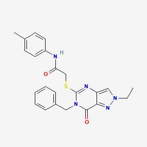 molecular formula C23H23N5O2S B2626066 2-((6-苄基-2-乙基-7-氧代-6,7-二氢-2H-吡唑并[4,3-d]嘧啶-5-基)硫代)-N-(对甲苯基)乙酰胺 CAS No. 932285-14-8