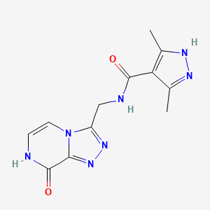 molecular formula C12H13N7O2 B2626074 N-((8-羟基-[1,2,4]三唑并[4,3-a]哒嗪-3-基)甲基)-3,5-二甲基-1H-吡唑-4-甲酰胺 CAS No. 2034209-20-4