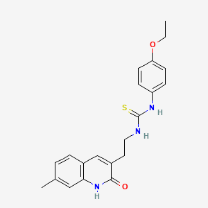 molecular formula C21H23N3O2S B2626080 1-(4-Ethoxyphenyl)-3-(2-(7-methyl-2-oxo-1,2-dihydroquinolin-3-yl)ethyl)thiourea CAS No. 847406-69-3