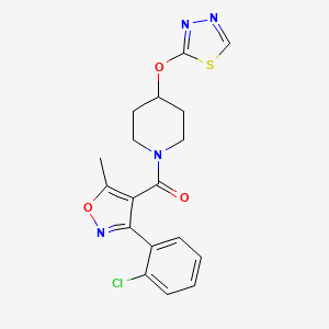 molecular formula C18H17ClN4O3S B2626091 (4-((1,3,4-Thiadiazol-2-yl)oxy)piperidin-1-yl)(3-(2-chlorophenyl)-5-methylisoxazol-4-yl)methanone CAS No. 2176270-48-5