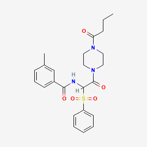 molecular formula C24H29N3O5S B2626093 N-[1-(苯磺酰基)-2-(4-丁酰哌嗪-1-基)-2-氧代乙基]-3-甲基苯甲酰胺 CAS No. 1032187-14-6