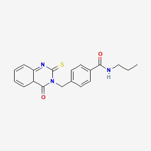 molecular formula C19H19N3O2S B2626097 4-[(4-oxo-2-sulfanylidene-4aH-quinazolin-3-yl)methyl]-N-propylbenzamide CAS No. 2097859-92-0