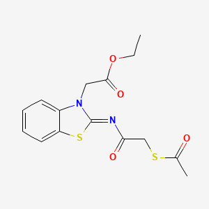 (Z)-ethyl 2-(2-((2-(acetylthio)acetyl)imino)benzo[d]thiazol-3(2H)-yl)acetate