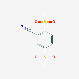molecular formula C9H9NO4S2 B2626101 2,5-Bis(methylsulfonyl)benzonitrile CAS No. 1820608-13-6