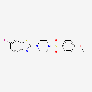 molecular formula C18H18FN3O3S2 B2626126 6-Fluoro-2-(4-((4-methoxyphenyl)sulfonyl)piperazin-1-yl)benzo[d]thiazole CAS No. 955227-99-3