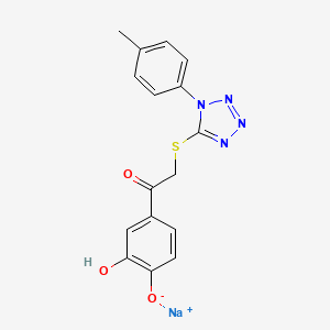 molecular formula C16H13N4NaO3S B2626154 2-羟基-4-[2-[1-(4-甲基苯基)四唑-5-基]硫代乙酰基]苯酚钠 CAS No. 2503204-75-7