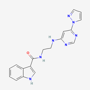 N-(2-((6-(1H-pyrazol-1-yl)pyrimidin-4-yl)amino)ethyl)-1H-indole-3-carboxamide