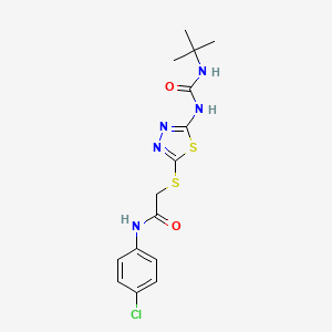 2-[[5-(tert-butylcarbamoylamino)-1,3,4-thiadiazol-2-yl]sulfanyl]-N-(4-chlorophenyl)acetamide