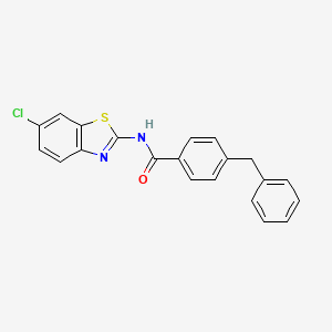 molecular formula C21H15ClN2OS B2626186 4-benzyl-N-(6-chloro-1,3-benzothiazol-2-yl)benzamide CAS No. 476284-19-2