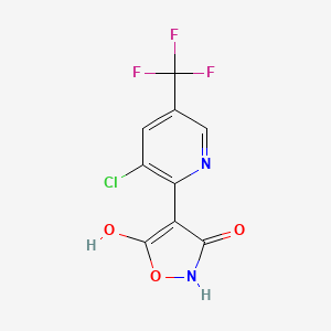 molecular formula C9H4ClF3N2O3 B2626188 4-[3-氯-5-(三氟甲基)-2-吡啶基]-3,5-异噁唑二醇 CAS No. 338407-04-8