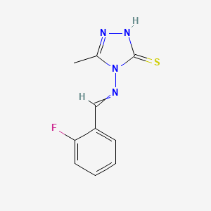 molecular formula C10H9FN4S B2626209 4-{[(2-fluorophenyl)methylidene]amino}-5-methyl-4H-1,2,4-triazole-3-thiol CAS No. 466644-97-3