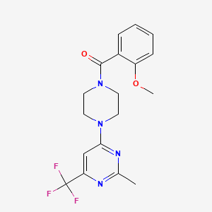 molecular formula C18H19F3N4O2 B2626223 4-[4-(2-Methoxybenzoyl)piperazin-1-yl]-2-methyl-6-(trifluoromethyl)pyrimidine CAS No. 1775364-80-1