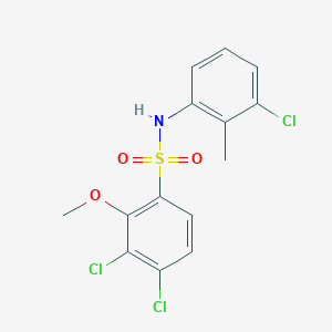 molecular formula C14H12Cl3NO3S B2626225 3,4-dichloro-N-(3-chloro-2-methylphenyl)-2-methoxybenzene-1-sulfonamide CAS No. 2361754-62-1
