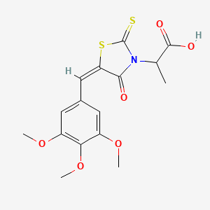 molecular formula C16H17NO6S2 B2626236 2-[(5E)-4-oxo-2-sulfanylidene-5-[(3,4,5-trimethoxyphenyl)methylidene]-1,3-thiazolidin-3-yl]propanoic acid CAS No. 325821-40-7
