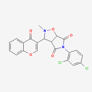 molecular formula C21H14Cl2N2O5 B2626262 5-(2,4-二氯苯基)-2-甲基-3-(4-氧代-4H-色满-3-基)二氢-2H-吡咯并[3,4-d]异恶唑-4,6(3H,5H)-二酮 CAS No. 318949-33-6