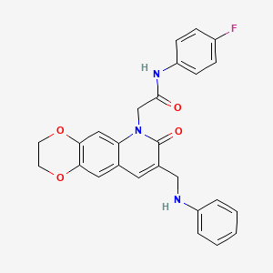 molecular formula C26H22FN3O4 B2626263 2-[8-(anilinomethyl)-7-oxo-2,3-dihydro[1,4]dioxino[2,3-g]quinolin-6(7H)-yl]-N-(4-fluorophenyl)acetamide CAS No. 894548-72-2