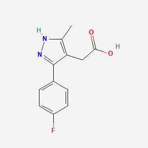 molecular formula C12H11FN2O2 B2626273 [5-(4-fluorophenyl)-3-methyl-1H-pyrazol-4-yl]acetic acid CAS No. 1273554-22-5