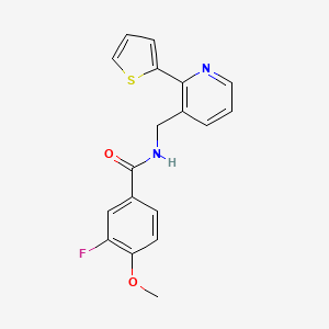molecular formula C18H15FN2O2S B2626274 3-氟-4-甲氧基-N-((2-(噻吩-2-基)吡啶-3-基)甲基)苯甲酰胺 CAS No. 2034315-34-7