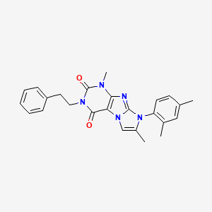 molecular formula C25H25N5O2 B2626284 8-(2,4-二甲基苯基)-1,7-二甲基-3-苯乙基-1H-咪唑并[2,1-f]嘌呤-2,4(3H,8H)-二酮 CAS No. 899987-36-1